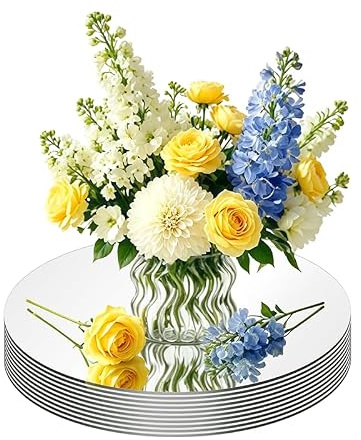 10 centros de mesa redondos de espejo para decoración de mesas, centros de mesa de acrílico de 10 pulgadas, bandejas de espejo, centro de mesa de boda, decoración de pared