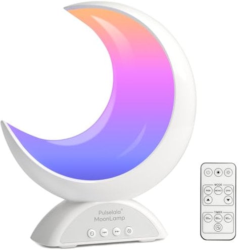 Pulselala Lampe de Table Lune - LED RGB à Couleurs Variables avec Télécommande, Synchronisation Musicale & Modes Scéniques - Parfaite pour Chambre, Salon ou Bureau