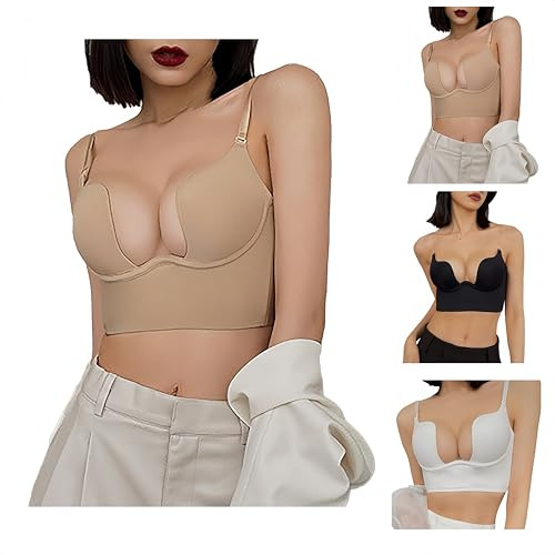 Generico Reggiseno Schiena Scoperta e Scollo Profondo, Reggiseno Schiena Nuda Push Up, Ideale per Abito da Sera e Vestiti Scollat