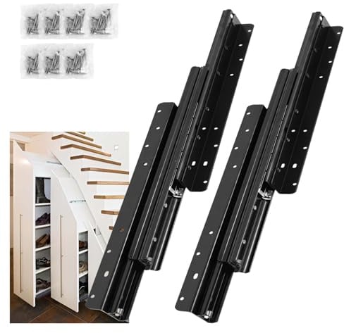 YJINGRUI Montaggio a pavimento per carichi pesanti, 800 mm - 1850 mm, guide per cassetti, cuscinetti a sfera in metallo, adatto per scale, armadi e armadi, portata 120 kg, 1 coppia