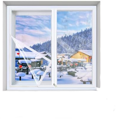 Película para Ventanas de Aislamiento para el hogar, 75 x 100 cm,a Prueba de Viento y Aislamiento térmico, Adecuada para Ventanas, Puertas y Superficies de Vidrio., Transparente