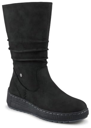 Pavers Mid Calf Wedged Slouch Boots - Black Size 6