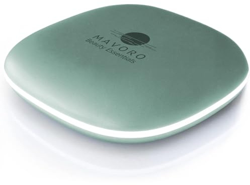 Mavoro Miroir Maquillage de Voyage LED Éclairé | Grossissement 1x/10x | Rechargeable USB-C | Miroir Compact Portable pour Poche & Sac avec Capteur Tactile (Serene Mint)