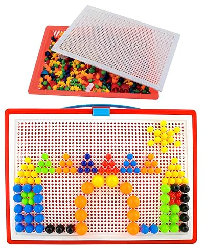 Jeu de clous pour enfants 544 pièces de jeu en mallette 544 petits petits moyens pack complet jeux mosaïque clous boutons pour enfants 544 pièces jouet puzzle éducatif