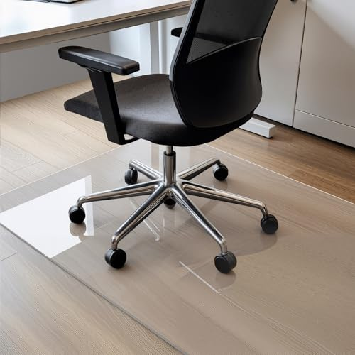 COSYLAND Protector de Suelo para Silla con Ruedas, Alfombra Transparente de Alta Claridad 120 x 120 cm - 01, Tapete de PVC Liso para Oficina, Parquet, Escritorio o Gaming, Antiarrayado y Duradero