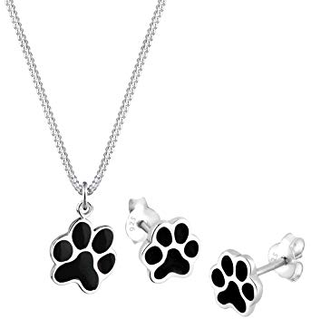 Elli Schmuckset Damen Pfote Black in 925 Sterling Silber