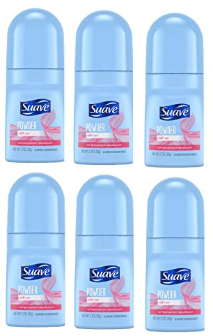 Suave Roll-On Deodorant for Women, Powder Fresh Scent, 6-Pack – Antiperspirant Deodorant with 24H Sweat & Odor Protection, 2.7 Oz Ea