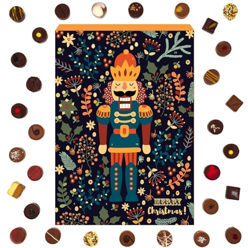Hallingers Veganer Pralinen Adventskalender 2025 – 24 edle vegane Premium Pralinen – Handgemacht in der Manufaktur – Nachhaltige Geschenkidee für Genießer - Made in Germany