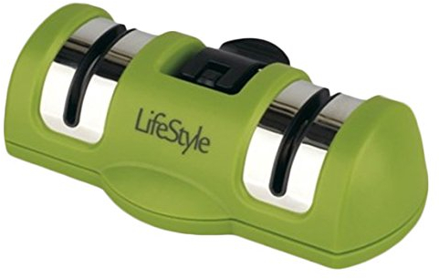Life Style - Afilador Doble de Cuchillos con Ventosa - Manual - 13*7*4 cm - Verde