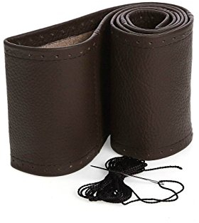 myshopx Lenkradschoner Lenkradhülle Lenkradbezug Echt Leder Farbe DUNKEL BRAUN Ø 37-39cm/ 10,5cm