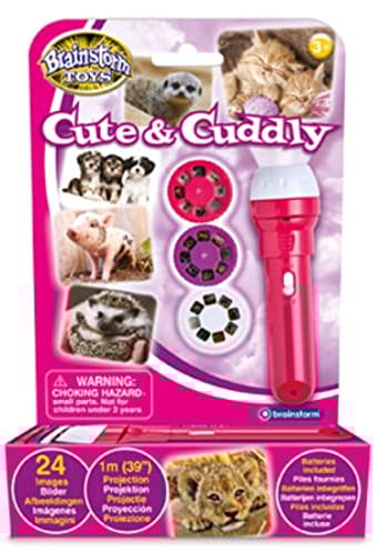 Brainstorm Toys Cute Age 3+ & Cuddly Animals Stem Torch and Projector – 24 Animal Images, Projects Clear Pictures up to 1 Metre Wide, Interactive Kids Flashlight Toy