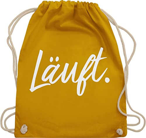 Turnbeutel Rucksack - Sprüche - Läuft - Statement - Unisize - Senfgelb - lustige mit aufschrift typo beutel taschen statements laeuft stoffrucksack festival sprüchen läuft. stoffbeutel spruch