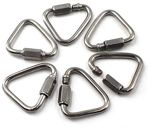 Flomore M6 Delta Quick Link 304 Edelstahl Dreieck Quicklink Kettenverbinder Schraubverschluss Karabiner 6 Stück