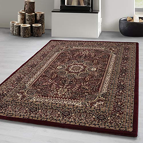 Carpetsale24 Orient Teppich 300x400 cm Rot, Zeitloser XXL Kurzflorteppich mit Ornamenten, Pflegearme Raumlösung für Loft, Galerie oder offene Wohnbereiche