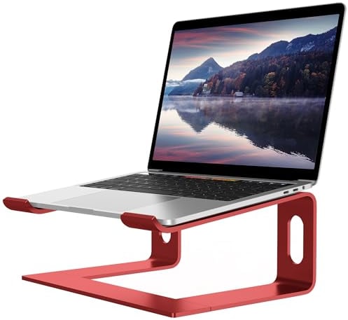 ALASHI Laptop-Ständer für Schreibtisch, Aluminium-Computer-Erhöhung, ergonomischer Notebook-Halter, unterstützt 25.4 bis 39.6 cm (10 bis 15.6 Zoll) Notebooks, Rot