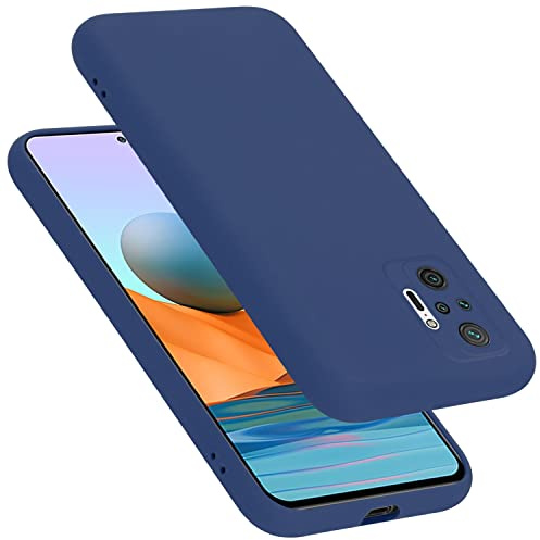 Cadorabo Hülle kompatibel mit Xiaomi RedMi Note 10 PRO Hülle Silikon Handyhülle für RedMi Note 10 PRO Case aus flüssigem Silikon- Kratzfeste und stoßfeste dünne TPU Schutzhülle - Liquid BLAU