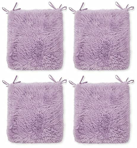 Rohi Home Luxury Chair Pads - Set of 4 Foam Cushion Chair Seat Pads With Ties – 42cm x 37cm (Lilac)