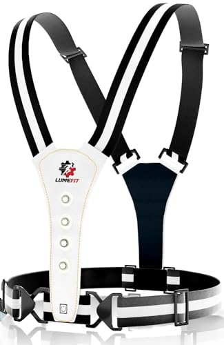 LUMEFIT Reflektierende Weste, Premium-Laufweste mit 360-Grad-Sichtbarkeit, Unisex, Hi-Vis LED-Weste zum Laufen, Radfahren, Wandern, leicht und verstellbar, wiederaufladbarer USB-Akku (schwarz)