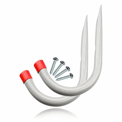 Ladder Storage Hooks Jumbo Arm Utility Rack Wall Mounted All Purpose Hanging Hangers Hook Anti Corrosive Ideal for Shed Garden Or Garage Store Tools Up to 30kg 11cm in Size (Pack of 2) (White)
