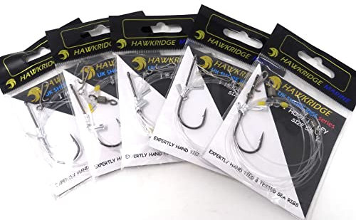 HAWKRIDGE RIG PRO SERIES - 5 Pack of Single 1 Hook PULLEY RIG Size 3/0 Commercial Quality Ready Tied Rigs - Ideal for Sea Surf Casting Fishing 80lb Main (5 Packs - 3/0-30lb Snood)