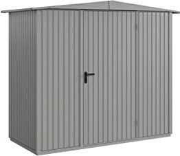 Gerätehaus Trend Satteldach / 1-flügelig / 3 Größen / 5 Farben/Geräteschuppen/Gartenhaus/Aluminium-Bodenrahmen/Hohe Qualität und sehr stabile Haptik/Einfache Montage - M (6,41 m²) (RAL 7016)