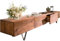 TV-Board Wyatt Akazie Braun 220 cm 4 Schübe V-Fuß Edelstahl