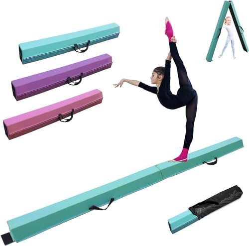 FCOUMY Schwebebalken Kinder 210cm Faltbarer Balken Turnen Balance Beam für Zuhause Training Klappbarer Schwebebalken Gymnastik Gymnastikbalken mit Rutschfestem Boden und Tragetasche