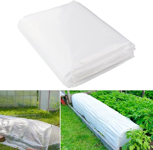 Telo di Ricambio in Polietilene Trasparente per Serre, Foglio di Protettivo per Serra Extra Spesso, Copertura Serra per Protezione delle Piante da Giardino (2 x 6m)