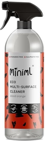 Miniml Eco Multi Surface Cleaner General Purpose Spray 750ml – Blood Orange Scented for Cleaning All Surfaces Floors Walls Glass Kitchen Bathroom - Natural Plant Based Vegan Formula & Cruelty Free