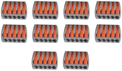 10 Morsettiere Elettriche, Connettori Elettrici Rapidi, Per Unire Cavi Fili Elettrici, Da 0,5 a 4 mm² Fino a 450V 32A (5 Porte)