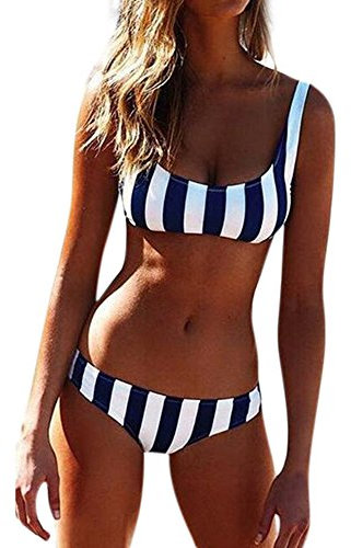 Generico Bikini Che Non Lascia Il Segno 2 Pezzi Donna Costume da Bagno da Donna a 2 Pezzi, Bikini, Costume da Bagno, Stampa Floreale, Bikini Costume Piscina Donna da Bagno Donna (Blue, L)
