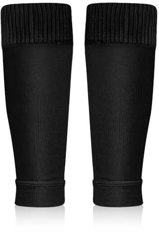 IGXX Football Sock Sleeves,Team Leg Sock Sleeve Soccer Shin Guards Sleeves Fits over Shin Pads Cut Football Socks Elastic Football Shin Sleeves for Football Games Beginner Teenagers Adults (Black)