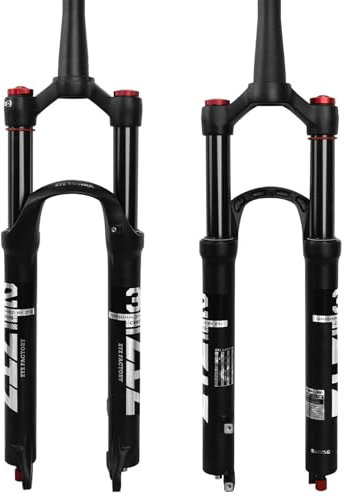 ZTZ 26/27.5/29 inch MTB Air Suspension Fork, 1 1/8 to 1.5 inch Tapered Tube,120mm Travel,QR 9mm*100mm, Manual Lockout, Ultralight Front Fork for XC/AM Mountain Bike (Balck, 27.5)