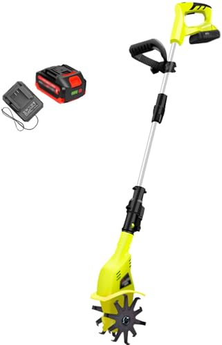 DOJOEUU Motoculteur électrique sans Fil, motoculteur portatif, motoculteur Domestique avec Batterie au Lithium Rechargeable et Chargeur, motoculteur Portable pour Jardins, potagers