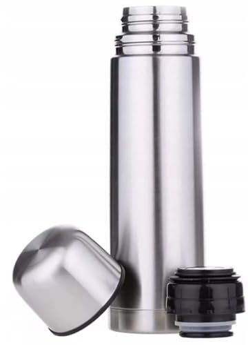 Stolmet Vacuum Insulated Thermal Flask - Stainless Steel - Available in 350ml, 500ml, 750ml, and 1L - Black or Silver - Travel-Friendly (Silver, 350ml)