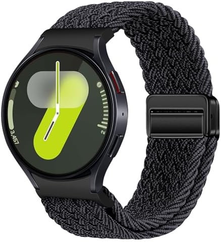 Geflochtenes Armband Kompatibel mit Samsung Galaxy Watch 7 6 5 4 40mm 44mm/6 Classic 43mm 47mm/5 Pro 45mm No Gap Armband mit Magnet Galaxy Watch Band für Damen Herren(Schwarzer Graphit)