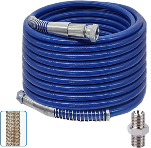 WOOLUCK® 20M x 1/4 Tuyau de Pulvérisation Airless, avec connecteur, Tuyau Haute Pression pour Pulvérisateur de Peinture Airless
