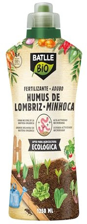 Semillas Batlle Bio Fertilizante de humus de lombriz, para plantas de interior y terraza, Líquido, Orgánico y natural, 1250 ml