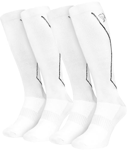 2 Paar Kompressions-Laufsocken für Damen & Herren - gepolstert, atmungsaktiv, mit Achillessehnen-Schutz und Kompression an Wade & Spann