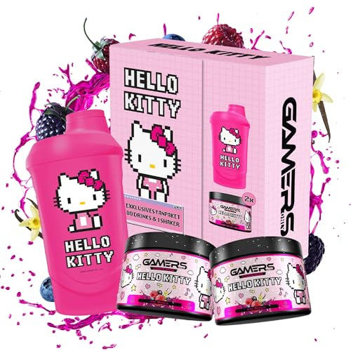 Gamers Only x HELLO KITTY Collector Bundle [MIT 2x VITAMIN DRINK ] - 40 Portionen | inkl. Shaker | Erhöht die Konzentration & Reaktionen | 125 MG Koffein & 12 Vitaminen