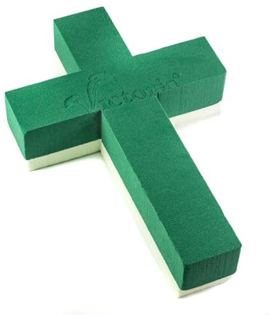 Creativery Nass Steckschaum Kreuz 30x20x6cm auf Hartschaumunterlage - für Profi Floristen & Hobby Bastler - Frischblumen Steckschwamm - Blumen Steckmasse - Floristik Zubehör