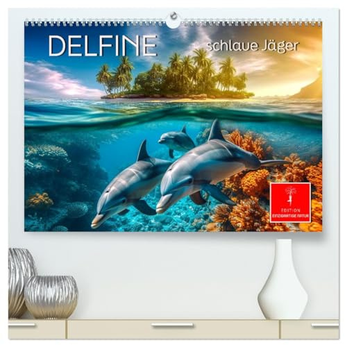 Delfine - schlaue Jäger (hochwertiger Premium Wandkalender 2026 DIN A2 quer), Kunstdruck in Hochglanz: Intelligent und sprungstark. (CALVENDO Tiere)