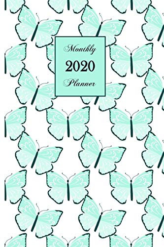 2020 Monthly Planner: Mini Mint Butterfly 6 x 9 inch 120 Pages Year Months Weeks Calendar, Schedule, and Organizer plus Graph Paper (January 2020 - December 2020)