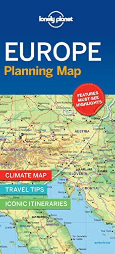 Lonely Planet Europe Planning Map: Easy-Fold, Full Colour Travel Map with Top Attractions, Itineraries & Themed Lists | Handy Slipcase for European Adventures
