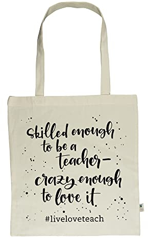 Meine „Heute schaff ich alles!“-Tasche - „live - love - teach“: Fairtrade-zertifizierte Tragetasche aus 100% Bio-Baumwolle mit langen Henkeln