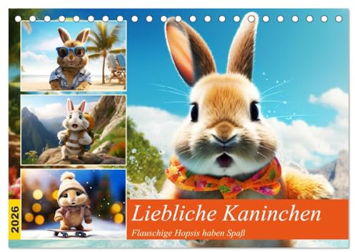 Liebliche Kaninchen. Flauschige Hopsis haben Spaß (Tischkalender 2026 DIN A5 quer), CALVENDO Monatskalender: Die lustigen Abenteuer entzückender Kaninchen (CALVENDO Tiere)