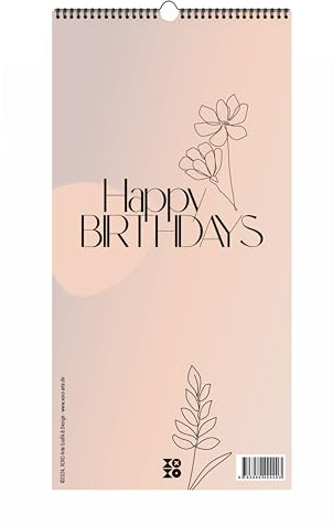 Immerwährender Geburtstagskalender Happy Birthdays ohne Jahreszahl. Florale Lineart in Bohofarben.: Ein Wandschmuck für Designliebhaber: Der beliebte dekorativer Geburstagskalender von XOXO Arte