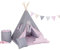 Kinder Teepee Tipi Set für Kinder Spielzeug drinnen draußen Spielzelt Zelt Indianer Indianertipi mit Fenster mit Zubehör und ohne NEU (mit 8 Elementen, Grauer Hase)