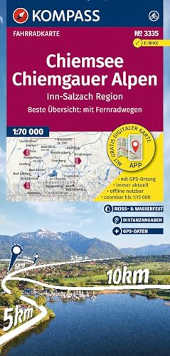 KOMPASS Fahrradkarte 3335 Chiemsee, Chiemgauer Alpen, Inn-Salzach-Region 1:70.000: reiß- und wetterfest