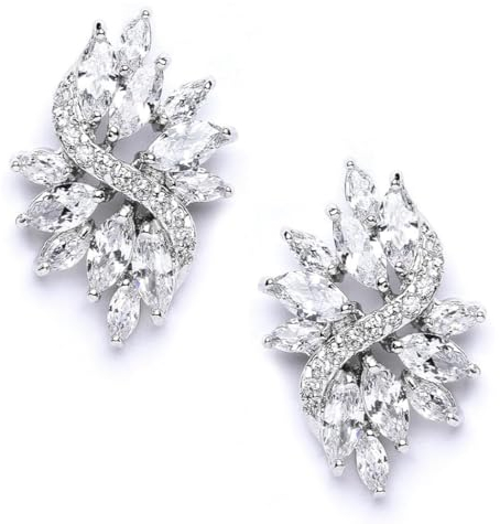 Crystalline Azuria Hochzeit Ohrstecker Ohrringe mit Weiß Zirkonia Kristalle 18 kt Weiß Vergoldet für Damen